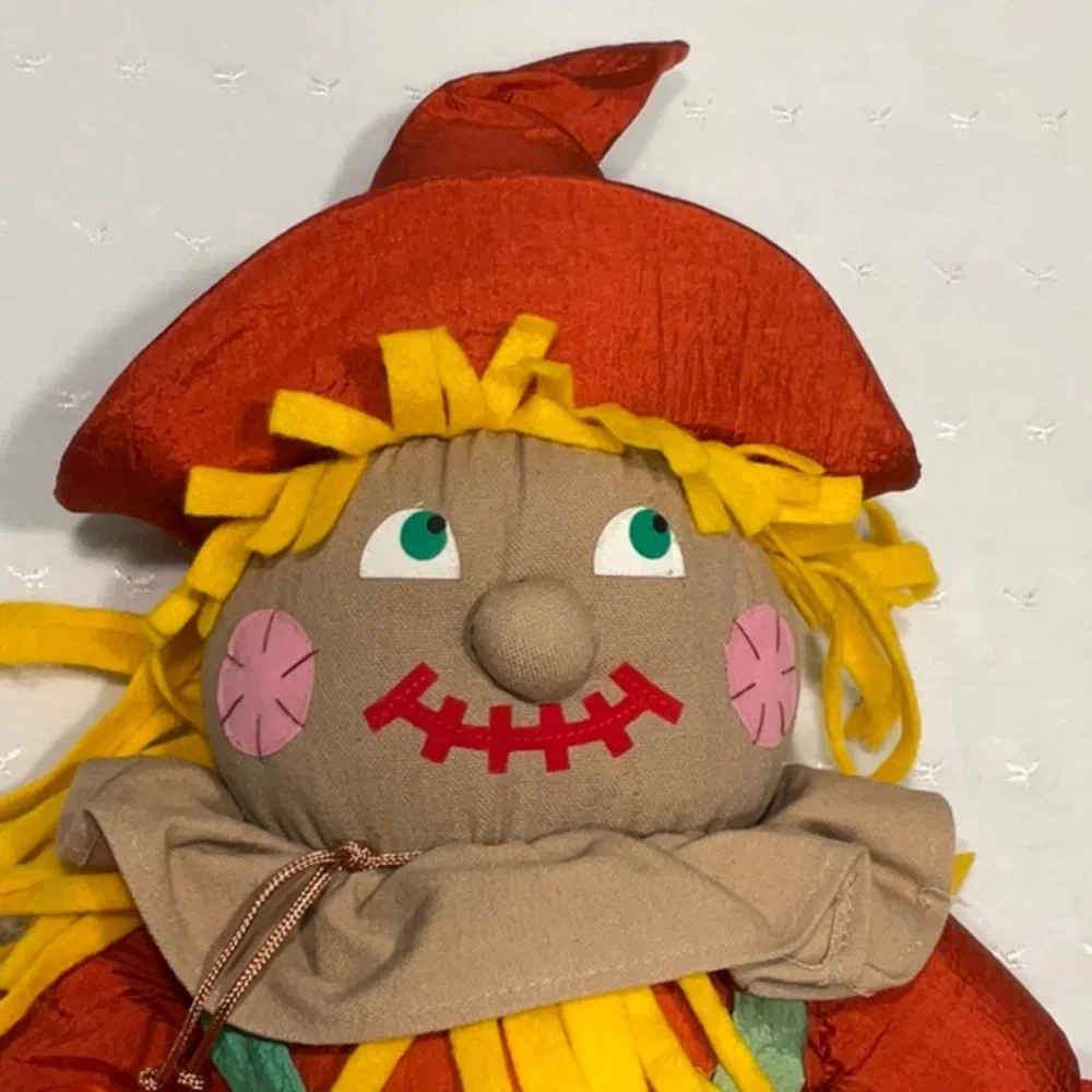Scarecrow Stuffed Fabric Doll Vintage 1993